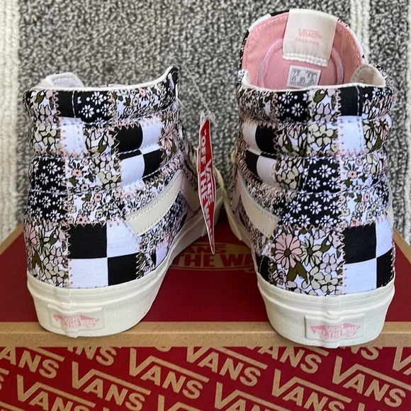 Vans Sk8-Hi Patchwork Floral Multi Marshmallow Pink MENS - Picture 14 of 16